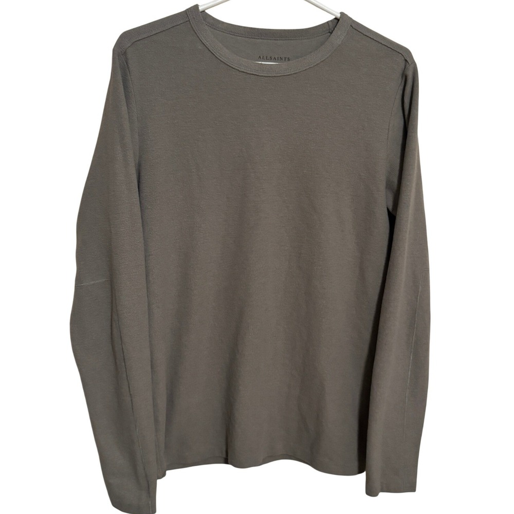 All Saints Long Sleeve‎ sweatshirt Mens Small beige Thermal terase crew preppy
